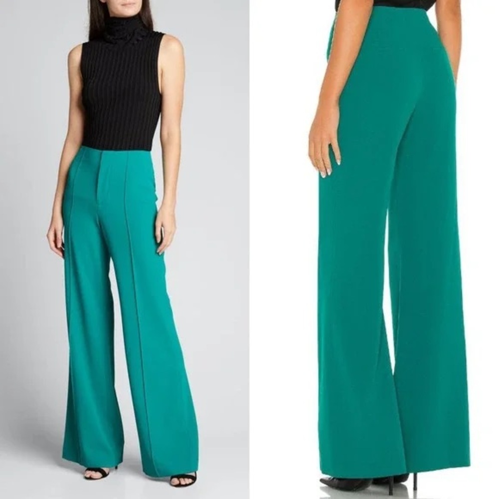 ALICE + OLIVIA NWT Dylan High Waisted Wide Leg Pants Green Size 0